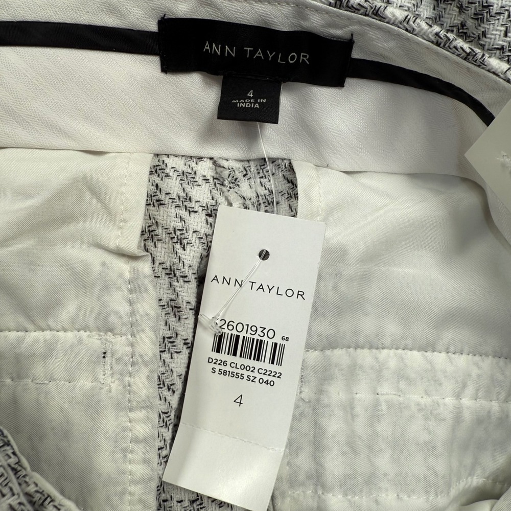Ann Taylor The Ankle Pants Womens 4 Gray White Houndstooth High Rise Slim New - Picture 8 of 10
